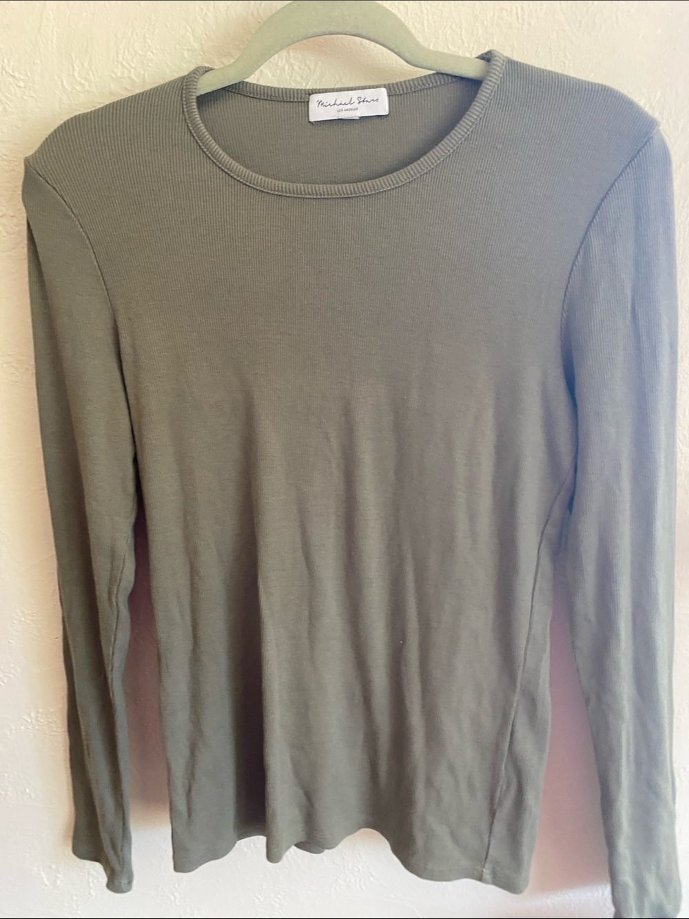 Michael Stars Olive Long Sleeve Crew Neck Tee